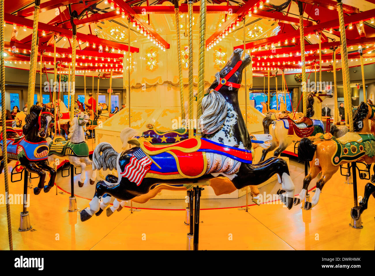 The Parker Carousel, Burnaby Village Museum, Burnaby, British Columbia, Canada Stock Photo