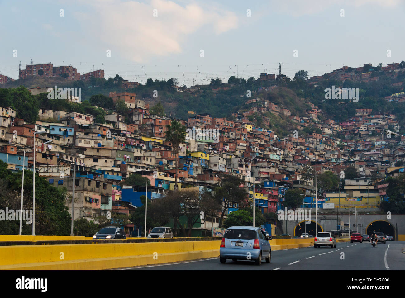 Barrios, slums of Caracas on the hillside, Caracas, Venezuela Stock Photo