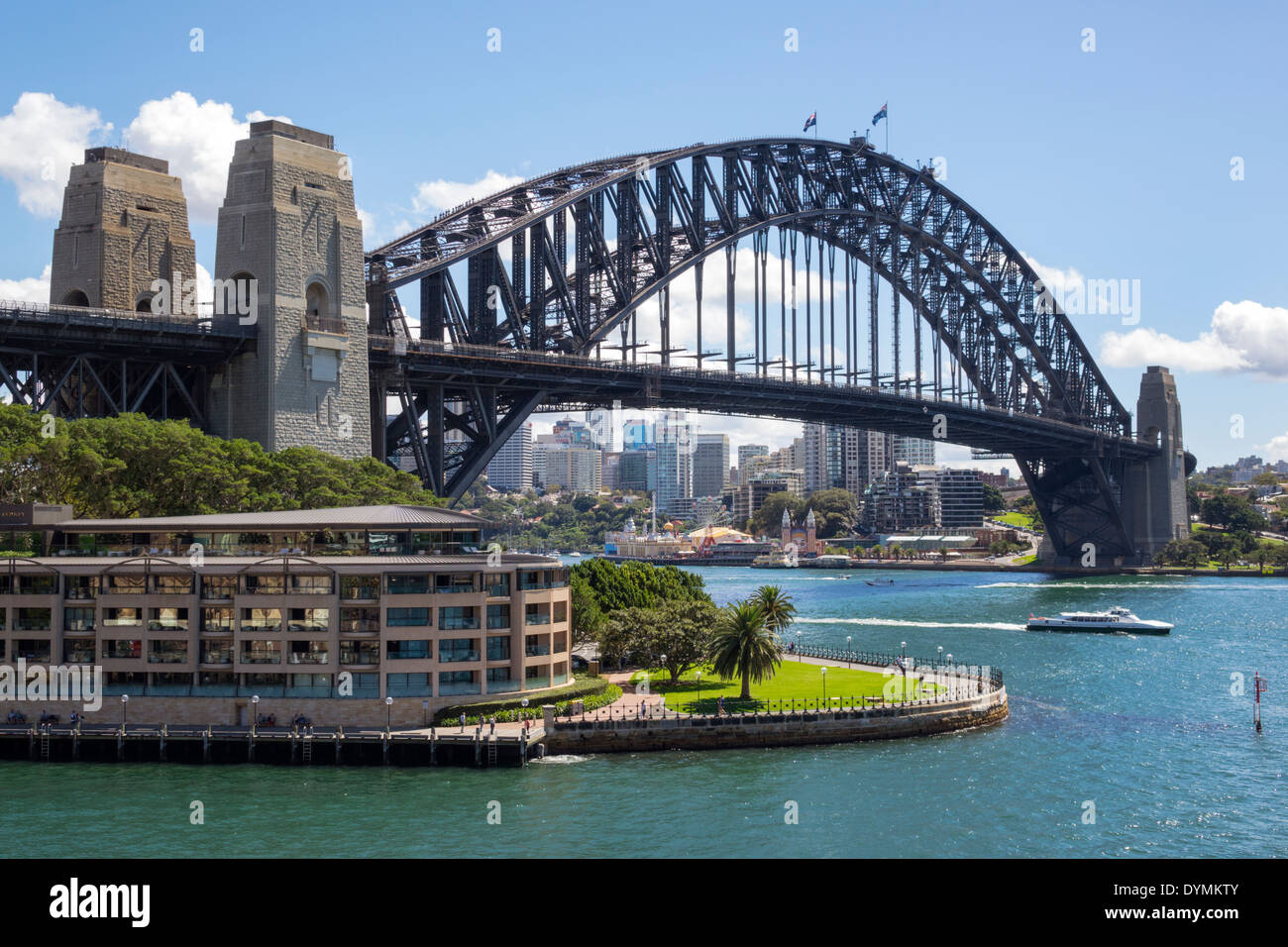 Sydney Australia,West Circular Quay,Sydney Harbour Bridge,harbor,Parramatta River,water,Park Hyatt,hotel,Hickson Road Reserve,AU140308106 Stock Photo