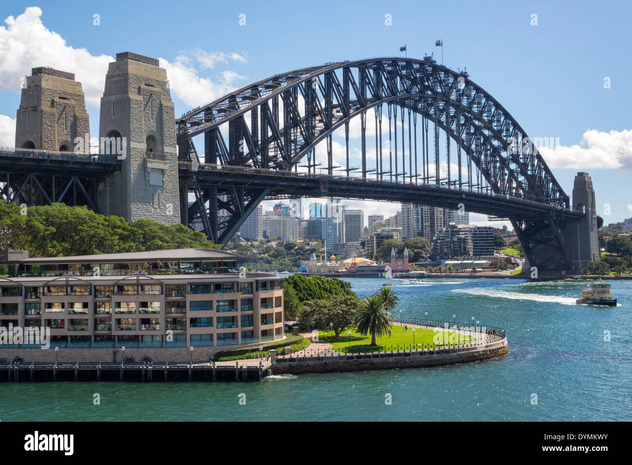 Sydney Australia,West Circular Quay,Sydney Harbour Bridge,harbor,Parramatta River,water,Park Hyatt,hotel,Hickson Road Reserve,AU140308108 Stock Photo