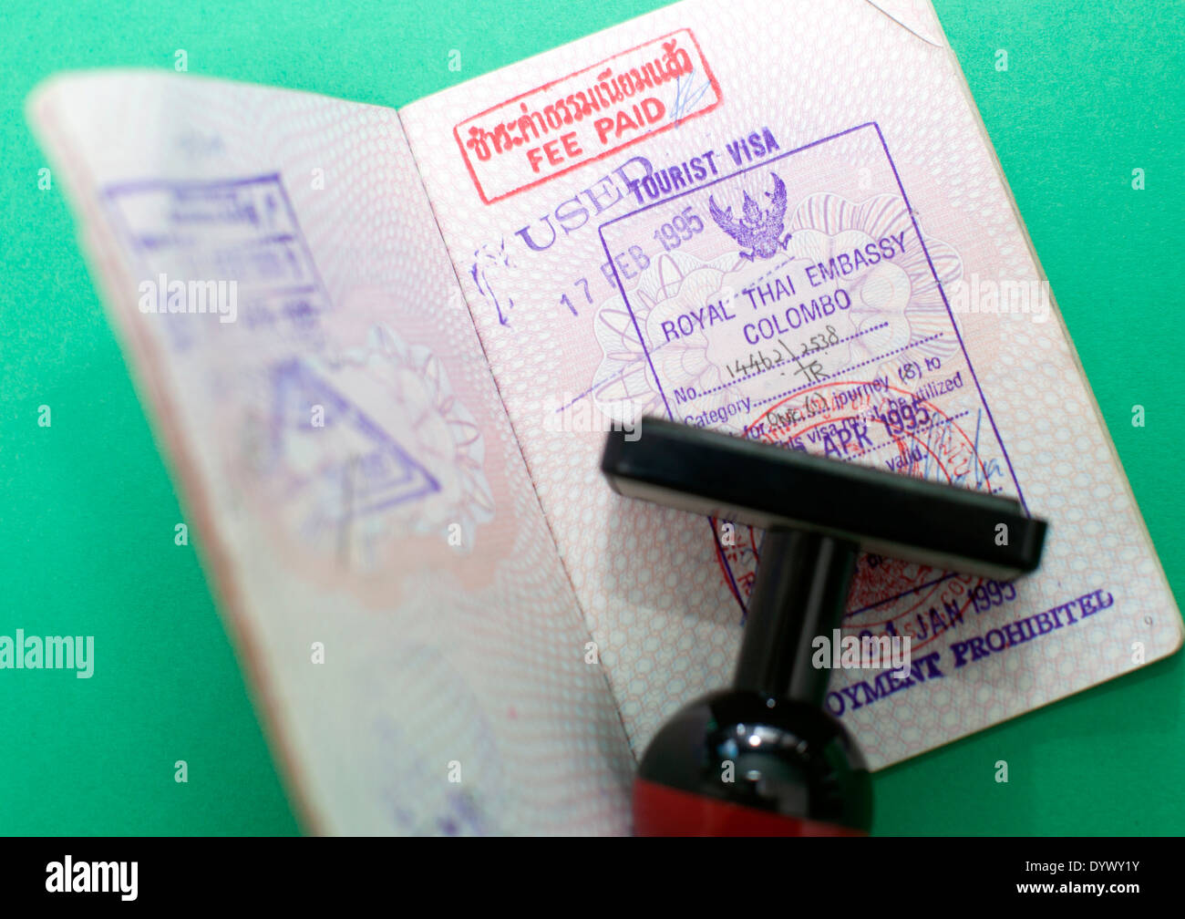 Tourist visa in UK passport, London Stock Photo