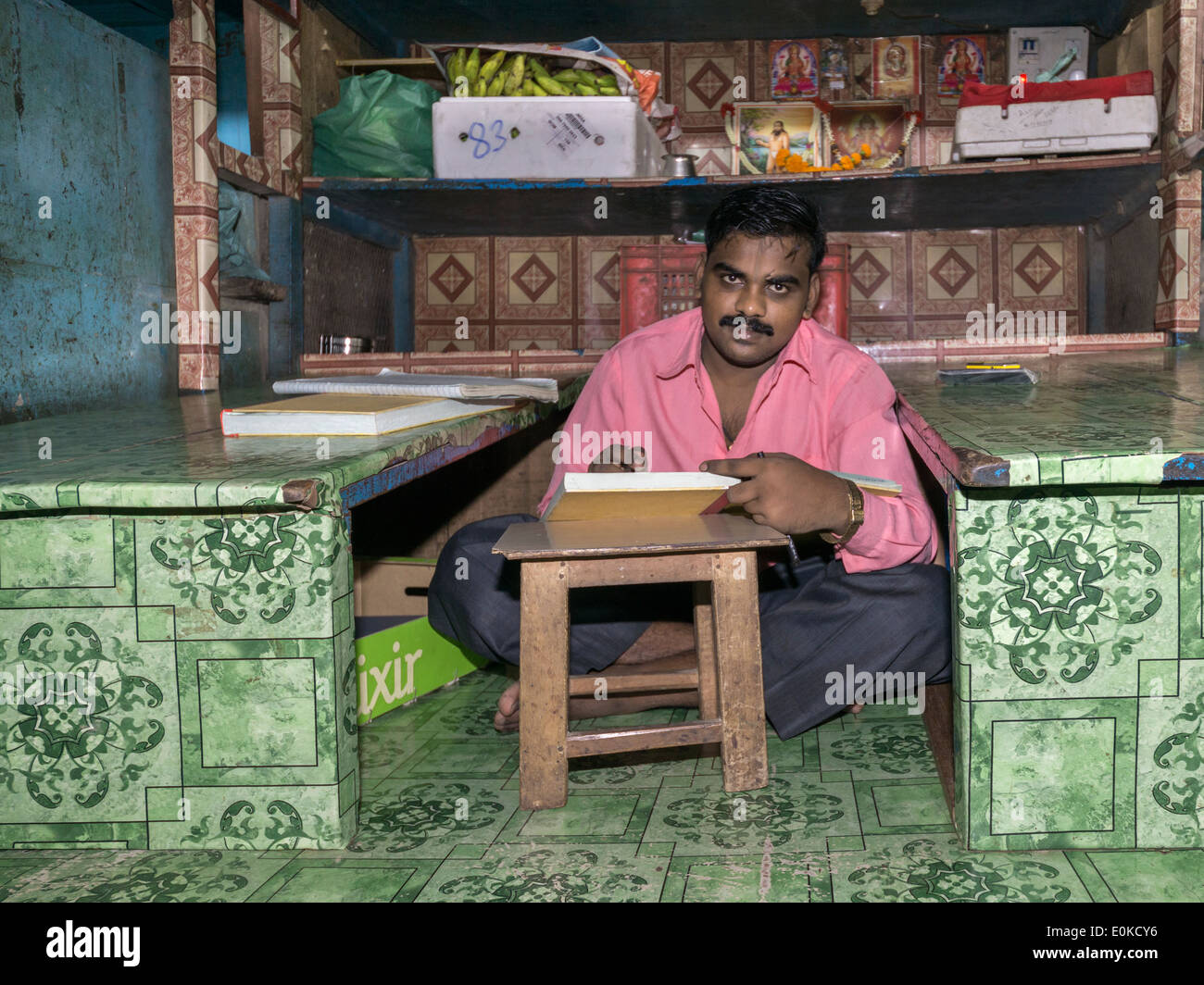 Book keeper, Crawford Market, Mumbai, India Stock Photo