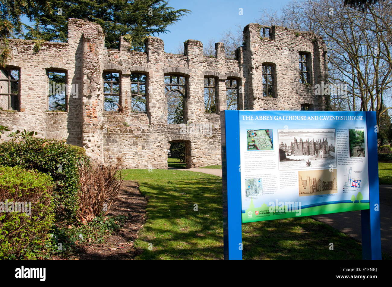 The ruins of Cavendish House in Abbey Park, Leicester England UK Stock Photo