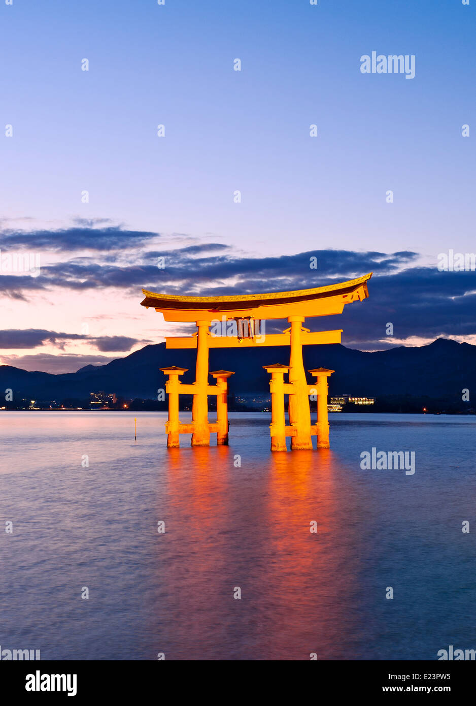 Japan Torii Gate Miyajima Island Itsukushima Shrine UNESCO World Heritage Site Stock Photo