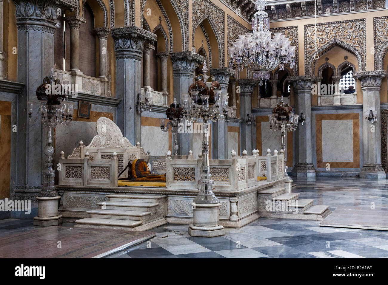 India, Andhra Pradesh state, Hyderabad, Chowmahalla palace, the throne Stock Photo