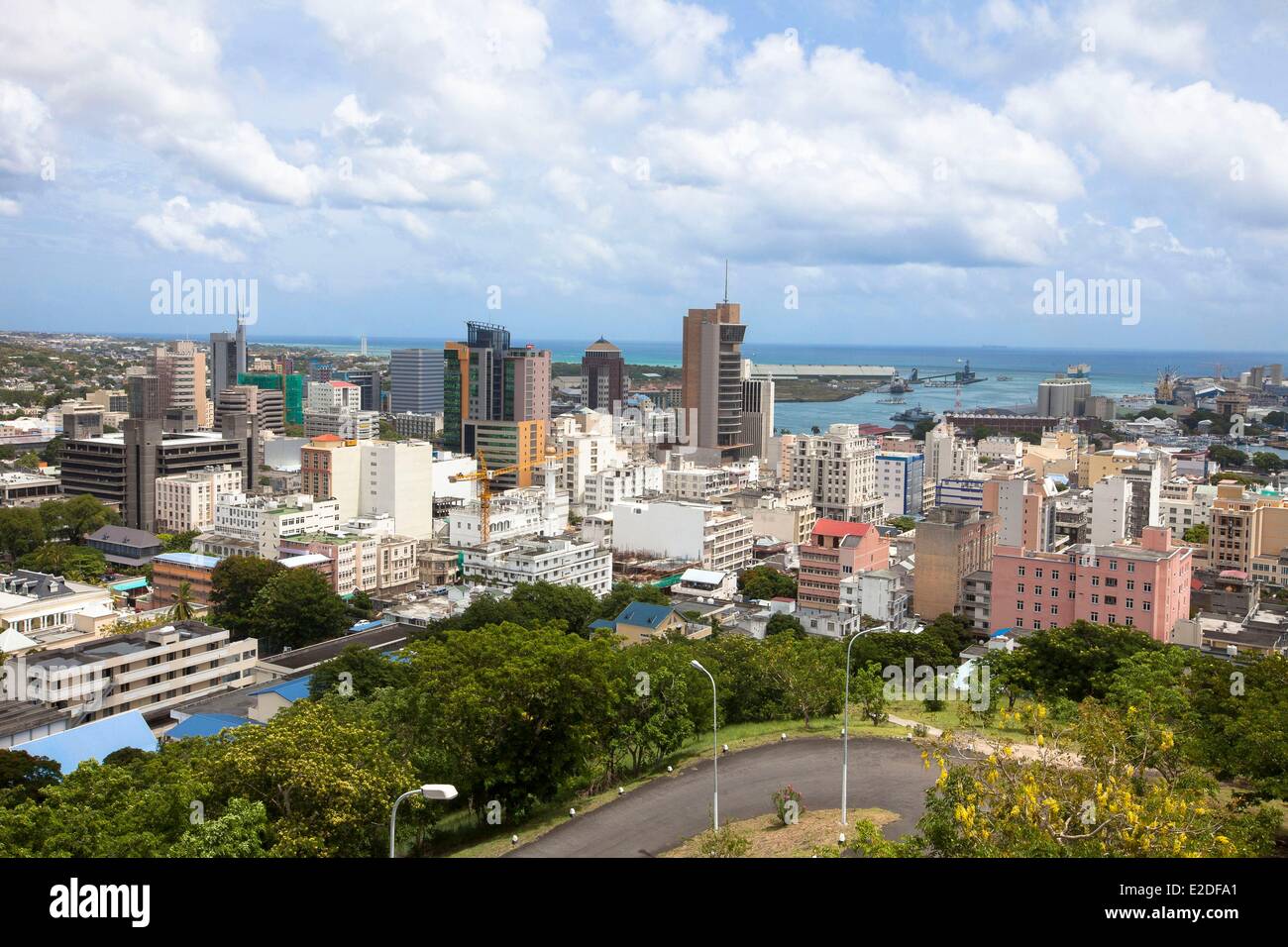 Mauritius, Port Louis, city view from Fort Adelaide, dawn Stock Photo