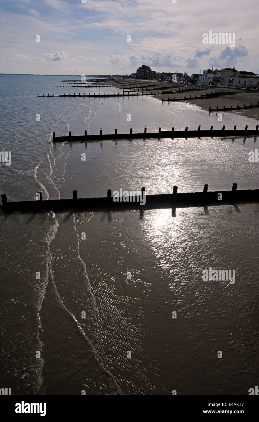 Bognor Regis seafront and beach at sunset West Sussex UK Stock Photo