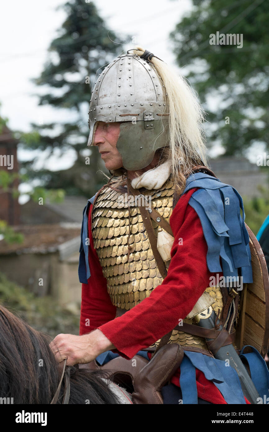 Roman re-enactment group Romanhorum recreate what it was like as a horseback soldier in Roman times. Stock Photo