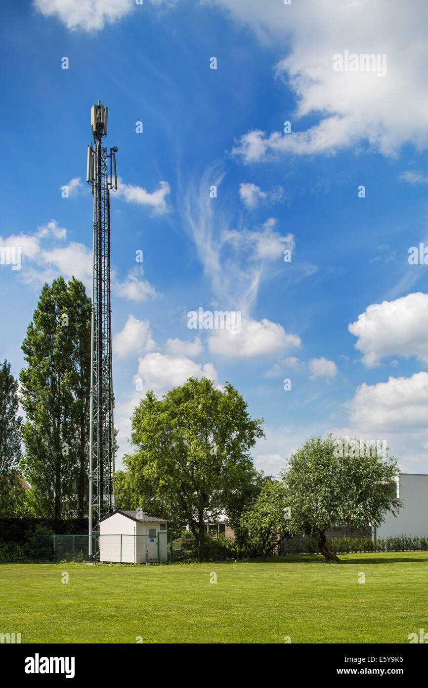 Base station and mast for mobile telephony Stock Photo