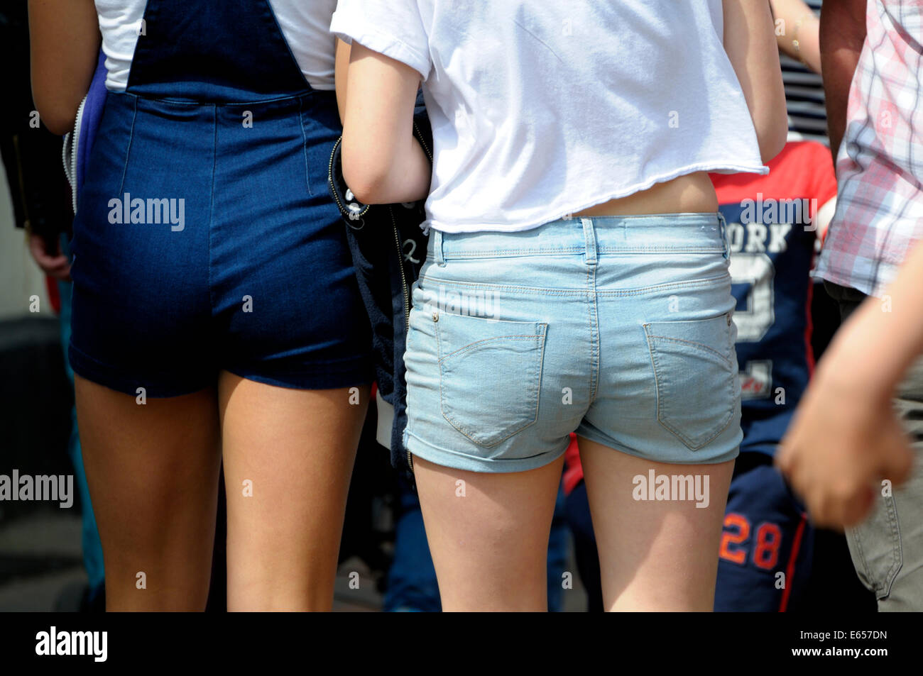 Young women wearing shorts Stock Photo