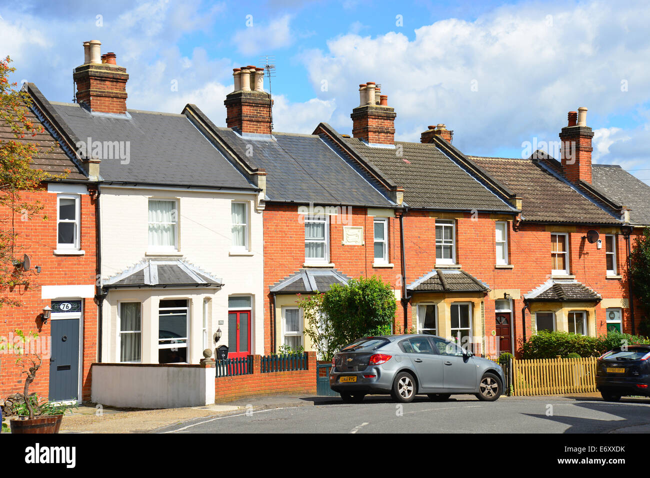 Victorian terraced houses, Upper Village Road, Sunninghill, Berkshire, England, United Kingdom Stock Photo