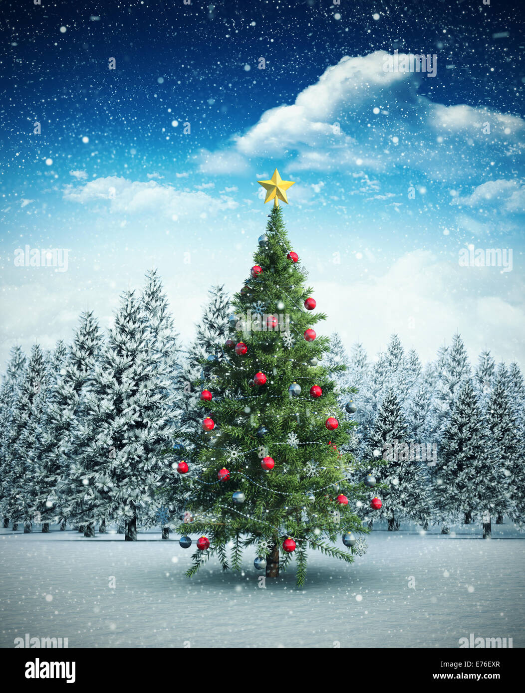 Composite image of christmas tree Stock Photo