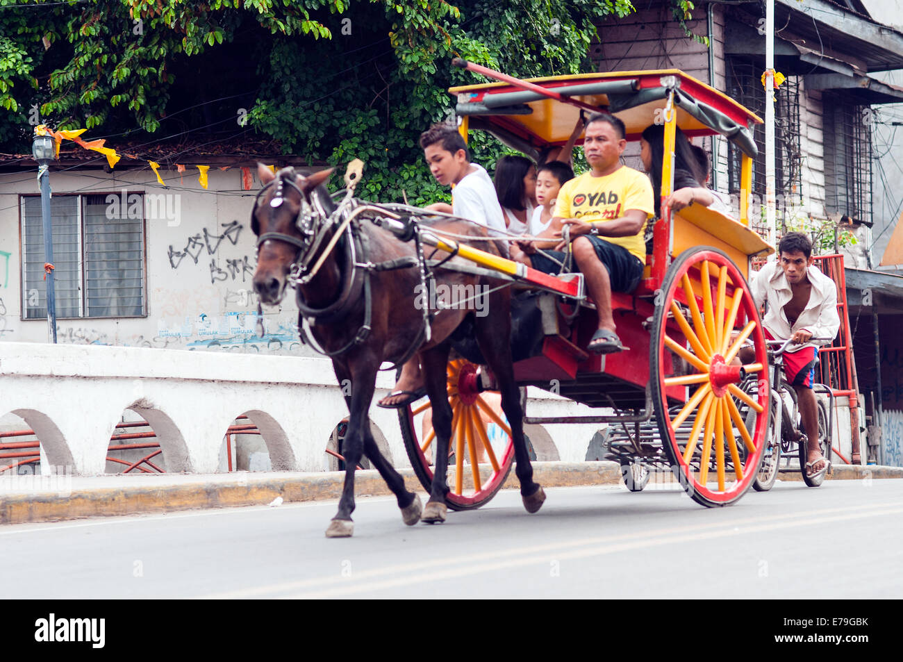 Tartanilla in Spolarium Street, Cebu City, Philippines Stock Photo