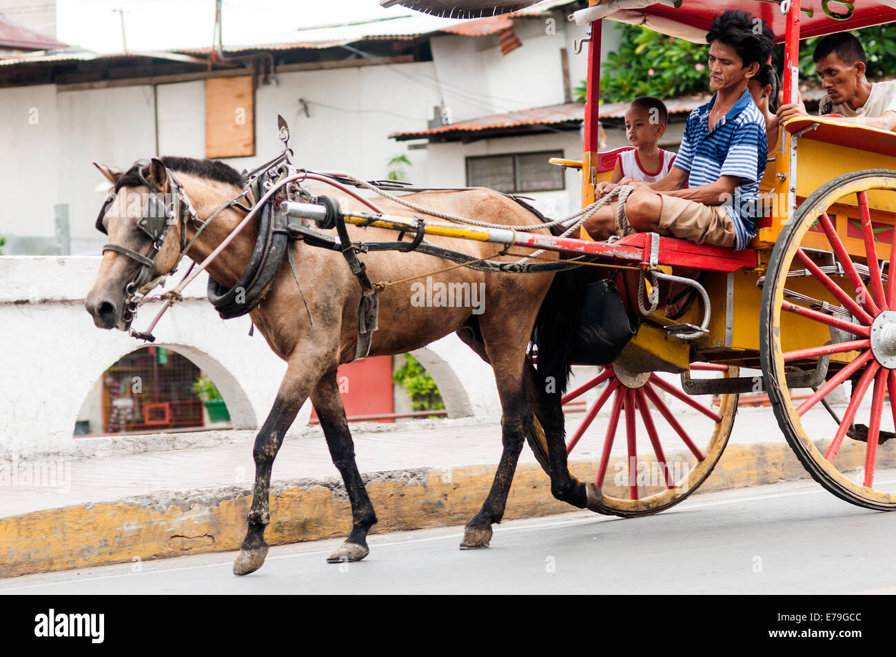 Tartanilla in Spolarium Street, Cebu City, Philippines Stock Photo