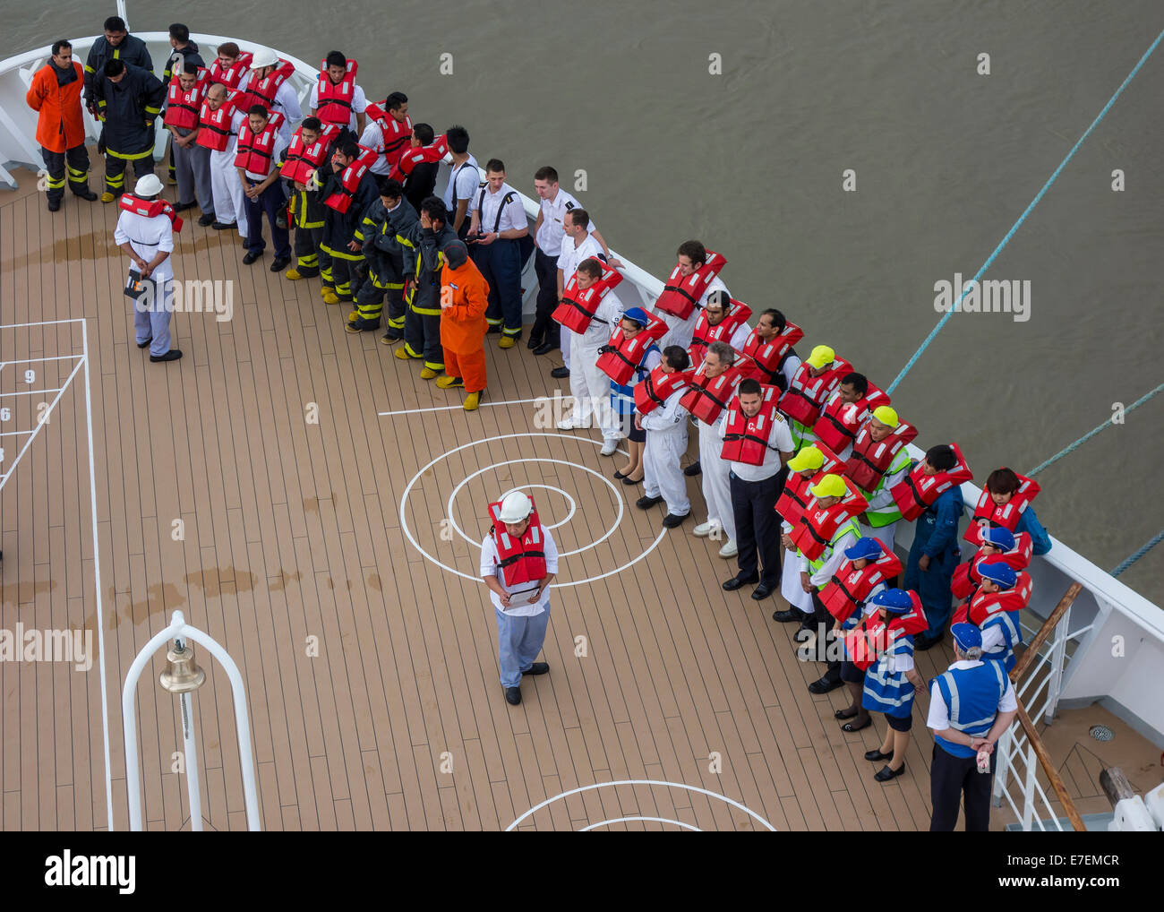 Emergency Crew Drill Cruise Liner Roll Call Fred Olsen Braemar Stock Photo