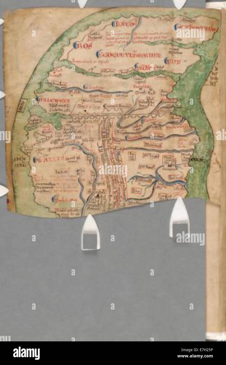 Map of Britain (c.1250) - Matthew Paris, Chronica Maiora part 2, fol iv verso Stock Photo