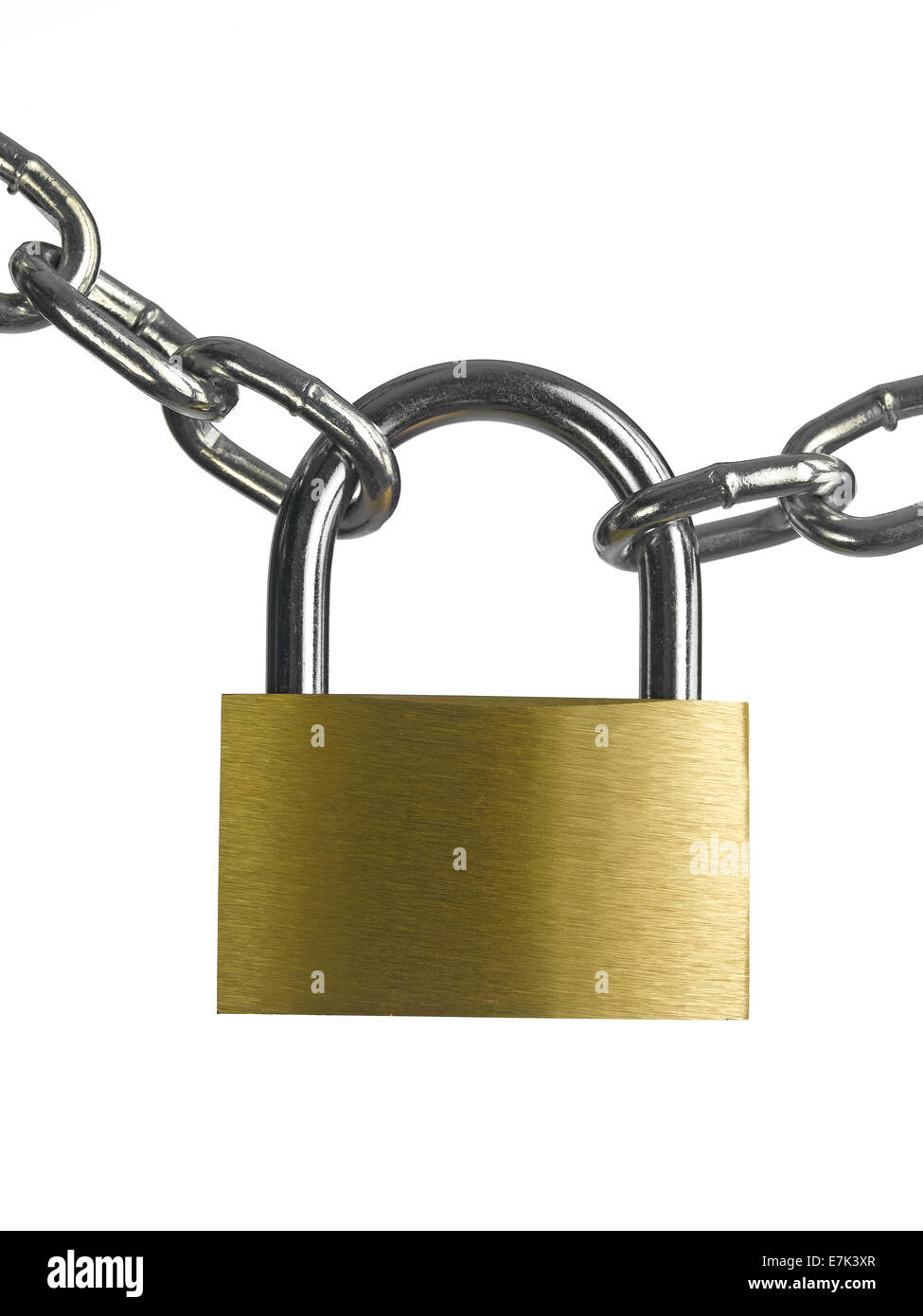 Padlock and chain on white Stock Photo