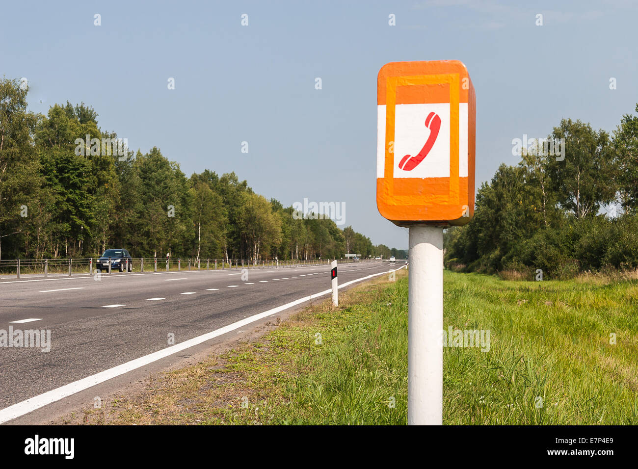 SOS Phone on the road Stock Photo