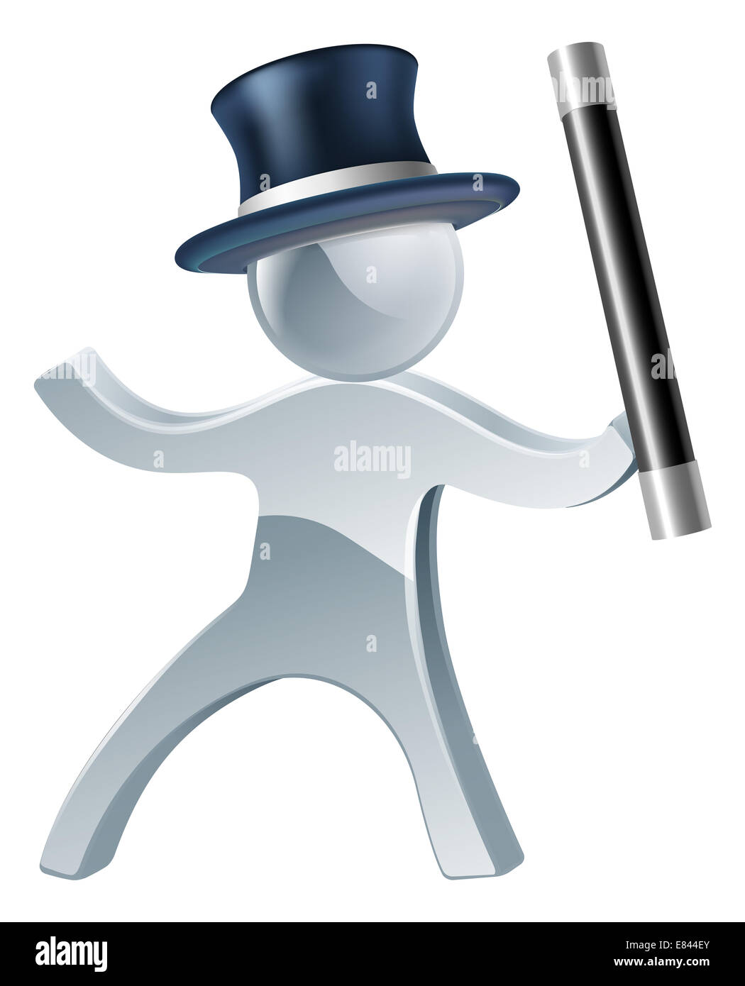 Magician mascot man illustration with wand and top hat Stock Photo