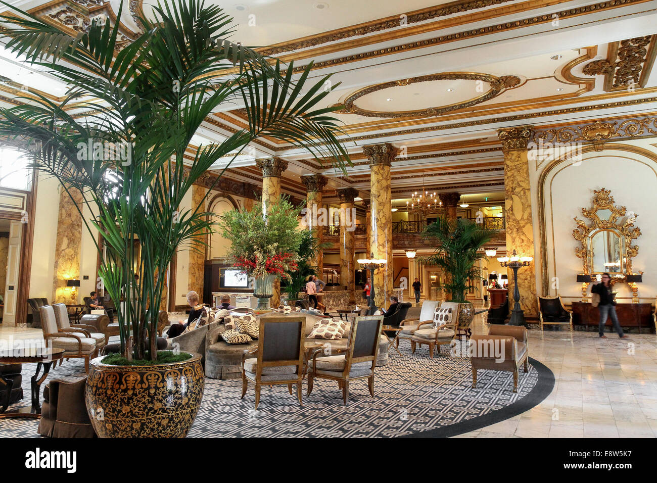 Fairmont San Francisco hotel lobby, Nob Hill, San Francisco, California, United States, North America Stock Photo