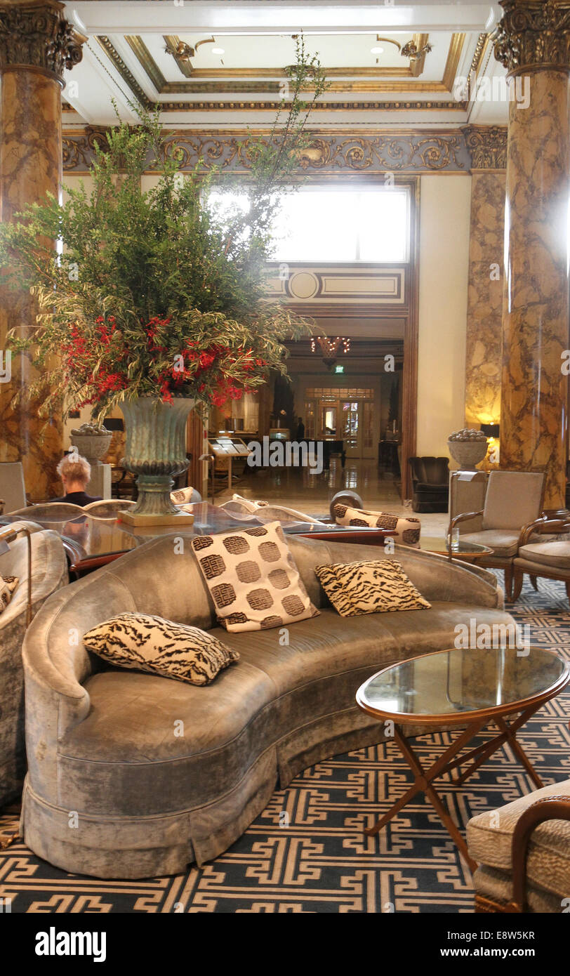 Fairmont San Francisco hotel lobby, Nob Hill, San Francisco, California, United States, North America Stock Photo