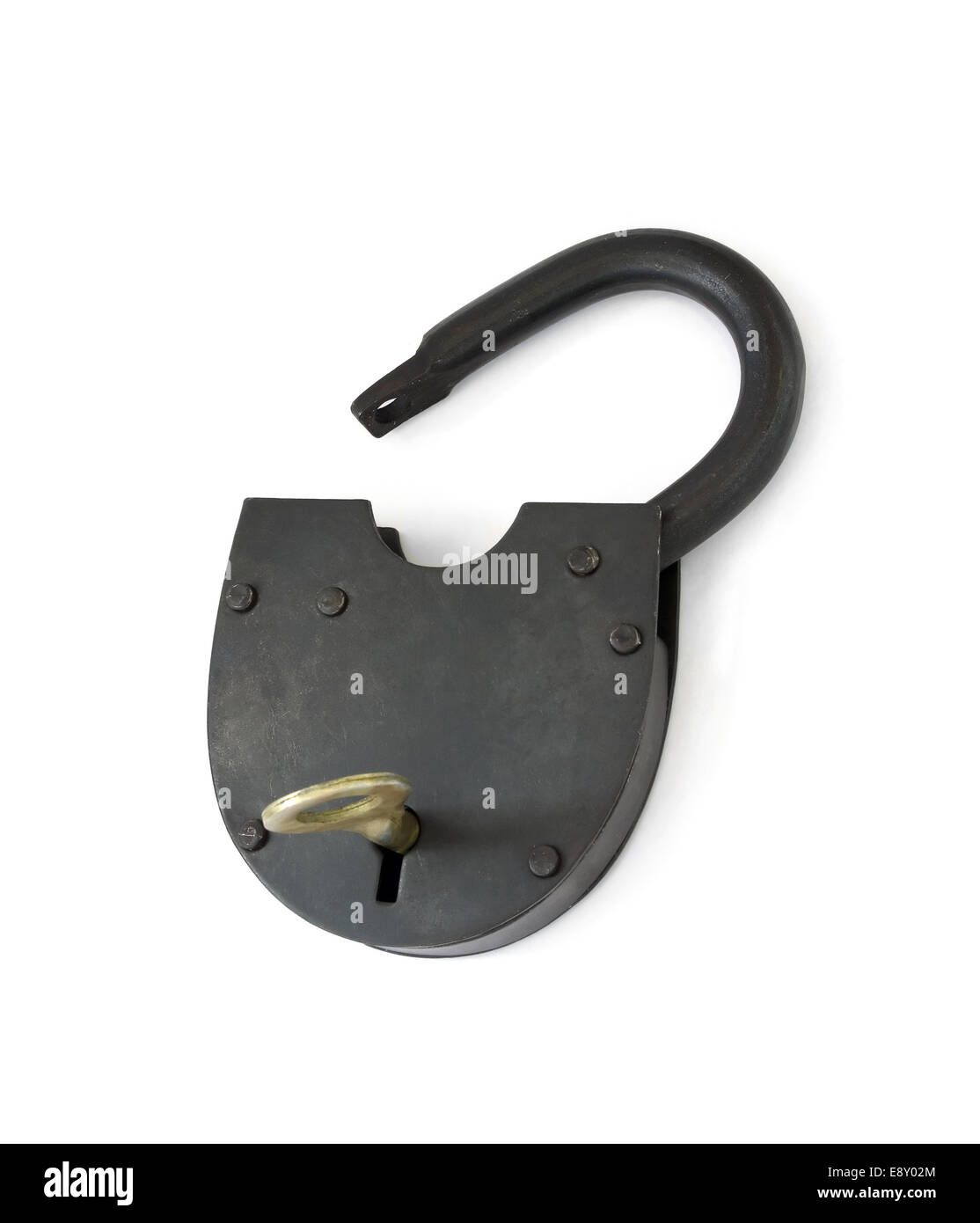 Open padlock and key Stock Photo