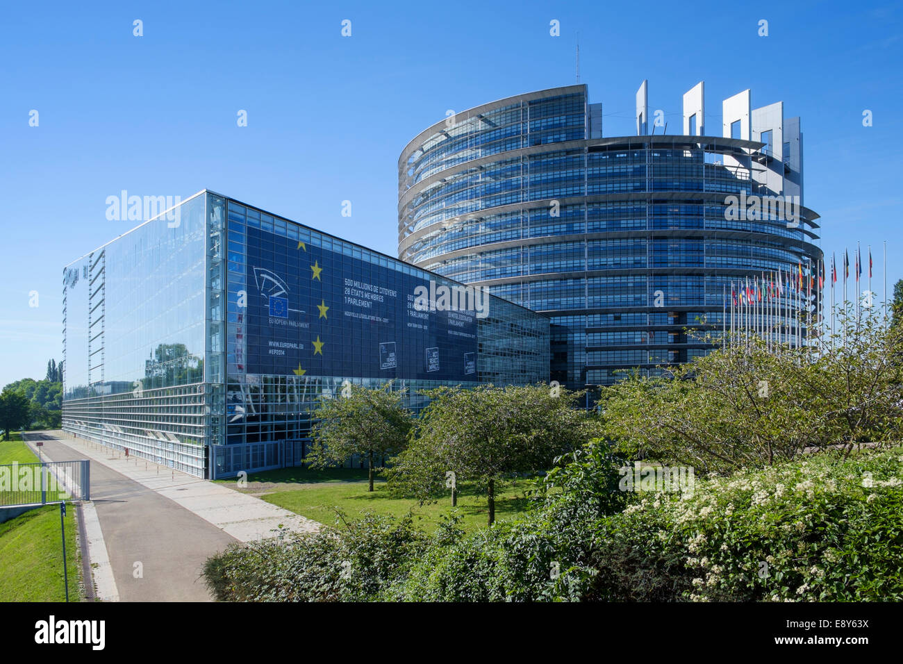 European Parliament building in Strasbourg, France, Europe - the Louise Weiss Building Stock Photo