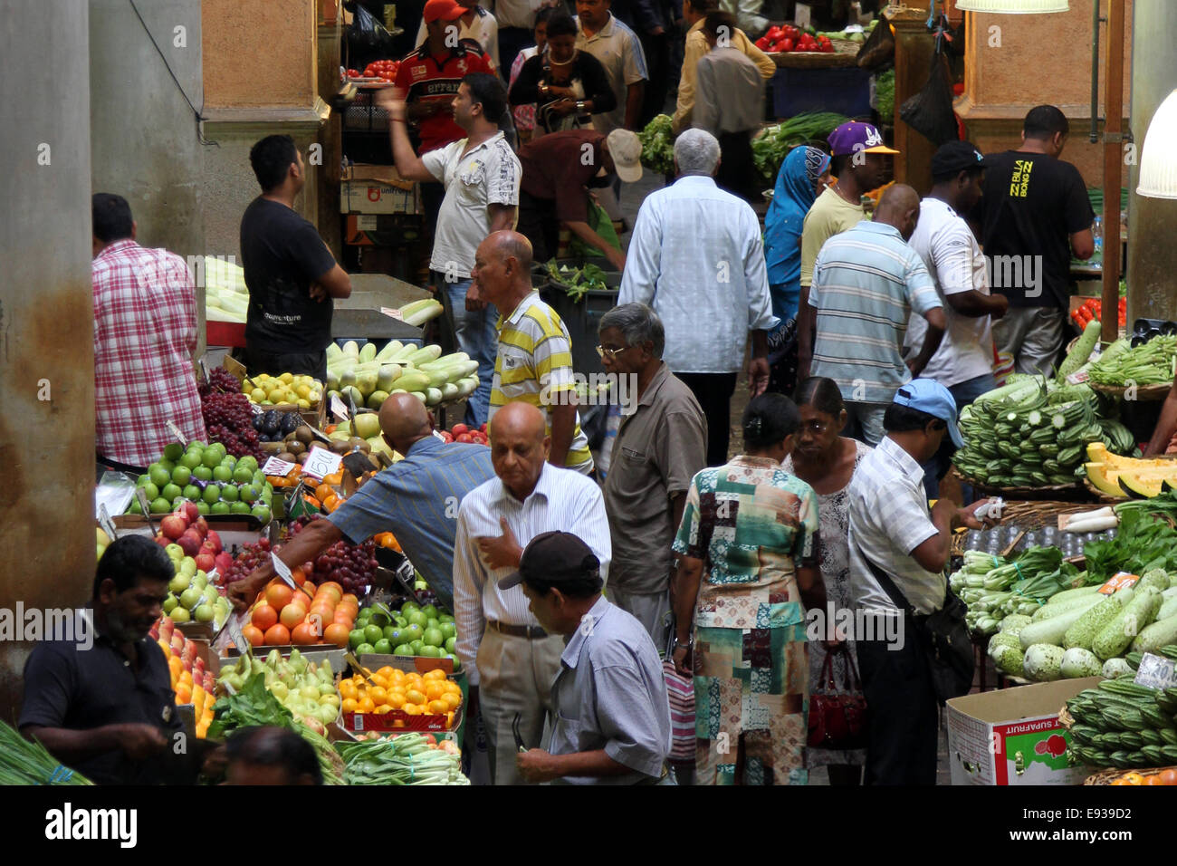 The fruit and vegetable section of Central Market, Port Louis, Mauritius Stock Photo