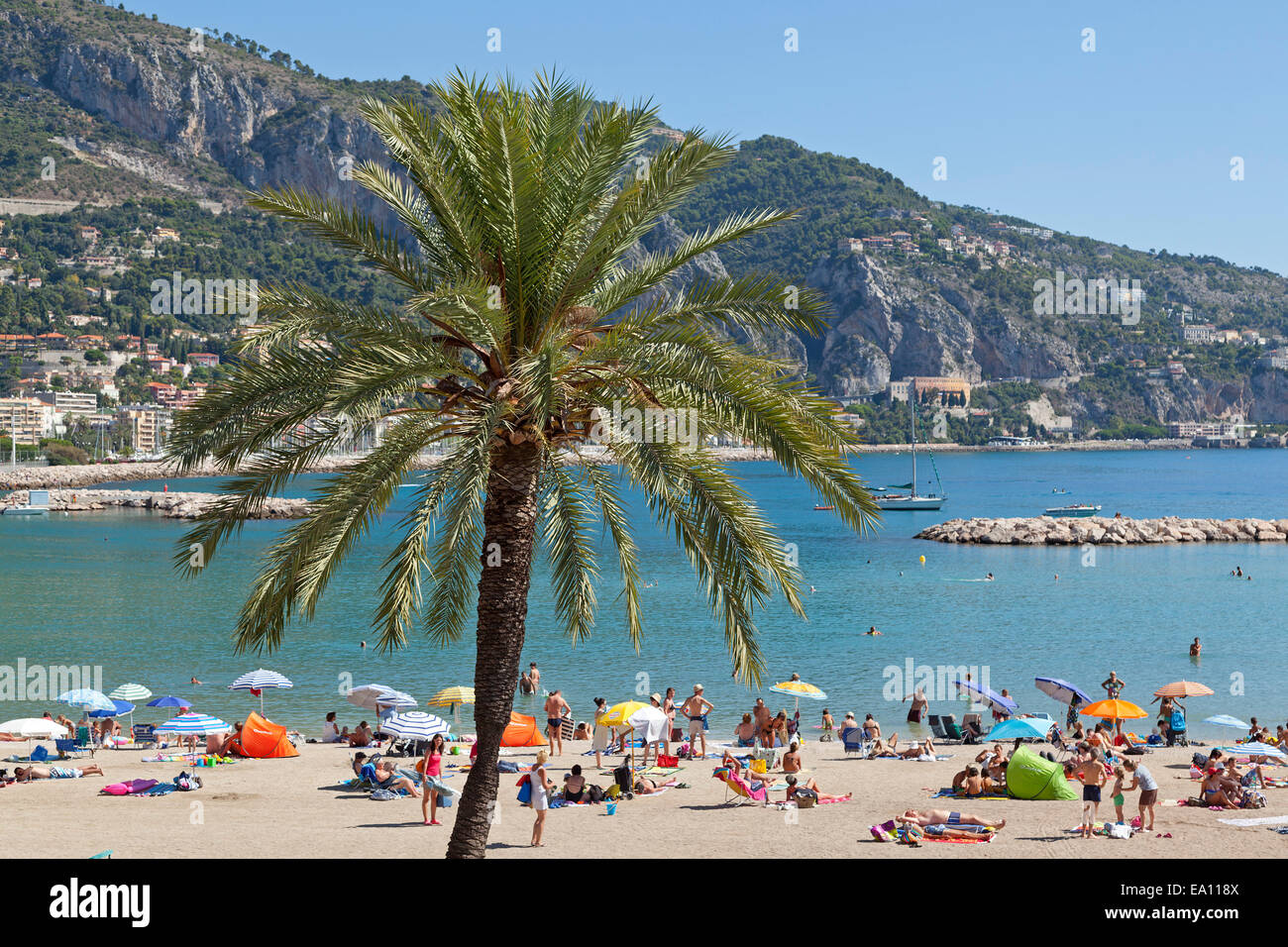 beach, Menton, Cote d´Azur, France Stock Photo