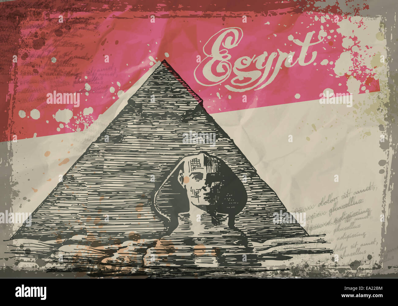 Pyramids in the desert. Hand drawn pencil sketch vector illustration Stock Photo