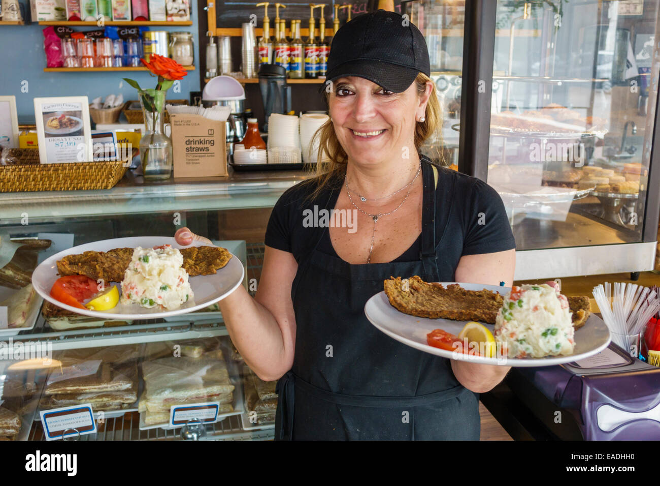 Miami Beach Florida,North Beach,Cachito Coffee & Bakery,Argentine Argentinian,restaurant restaurants food dining cafe,interior inside,Hispanic ethnic Stock Photo