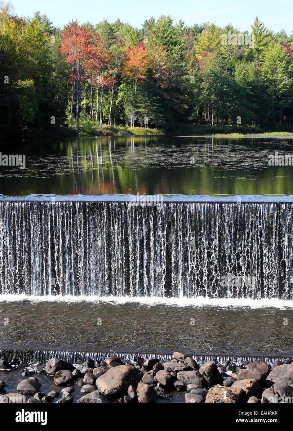 Man made waterfall Adirondack State Park Adirondacks New York USA US America Stock Photo