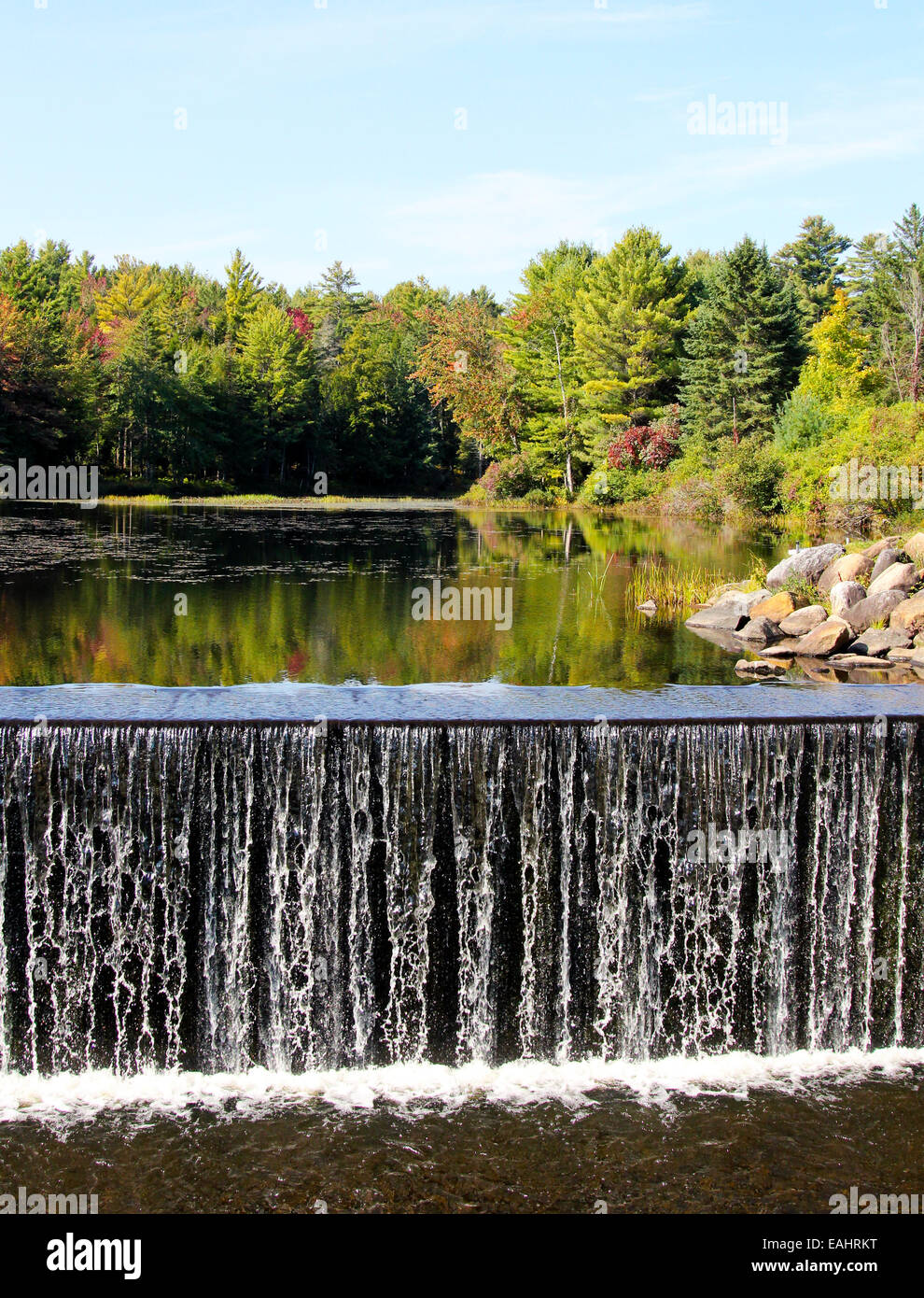 Man made waterfall Adirondack State Park Adirondacks New York USA US America Stock Photo