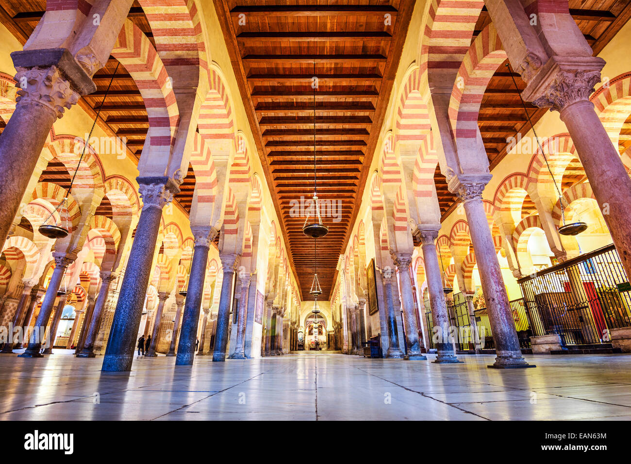 Hypostyle Hall in the Mosque-Cathedral of Cordoba, Spain. Stock Photo