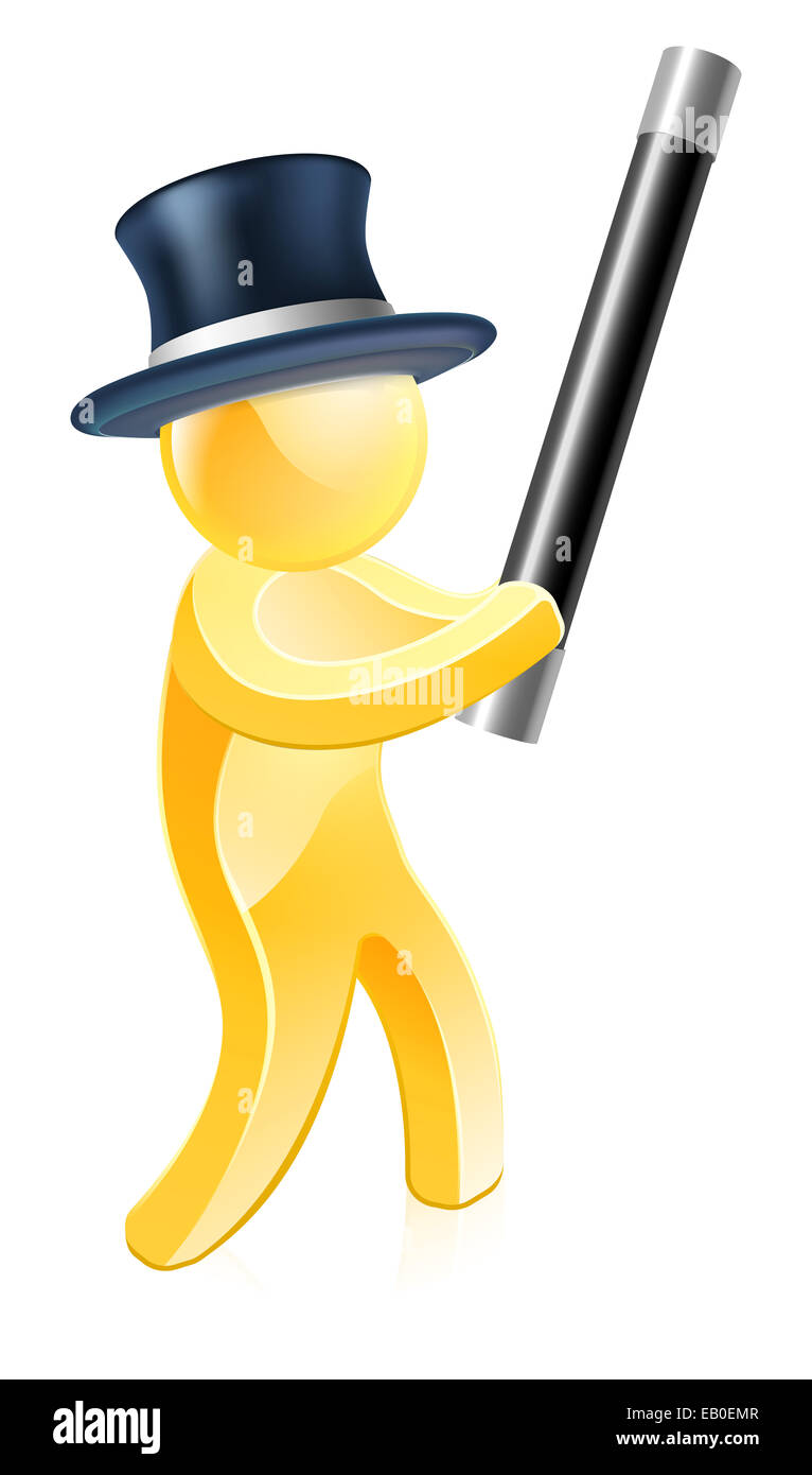 An illustration of a magician in a top hat with a wand Stock Photo