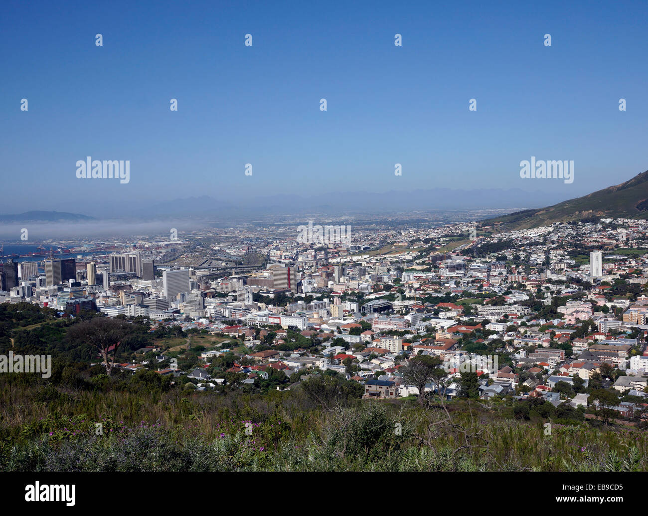 The view of Cape Town central business district  as seen from Signal Hill, Cape Town, South Africa. Stock Photo