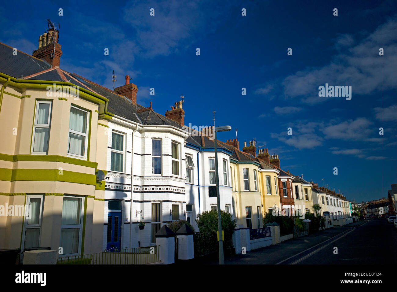 Terraced Victorian houses, Exmouth, Devon, UK Stock Photo