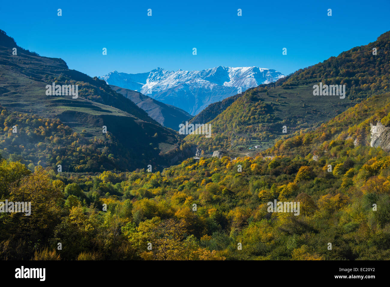 The caucasian mountains in fall, Chechnya, Caucasus, Russia Stock Photo