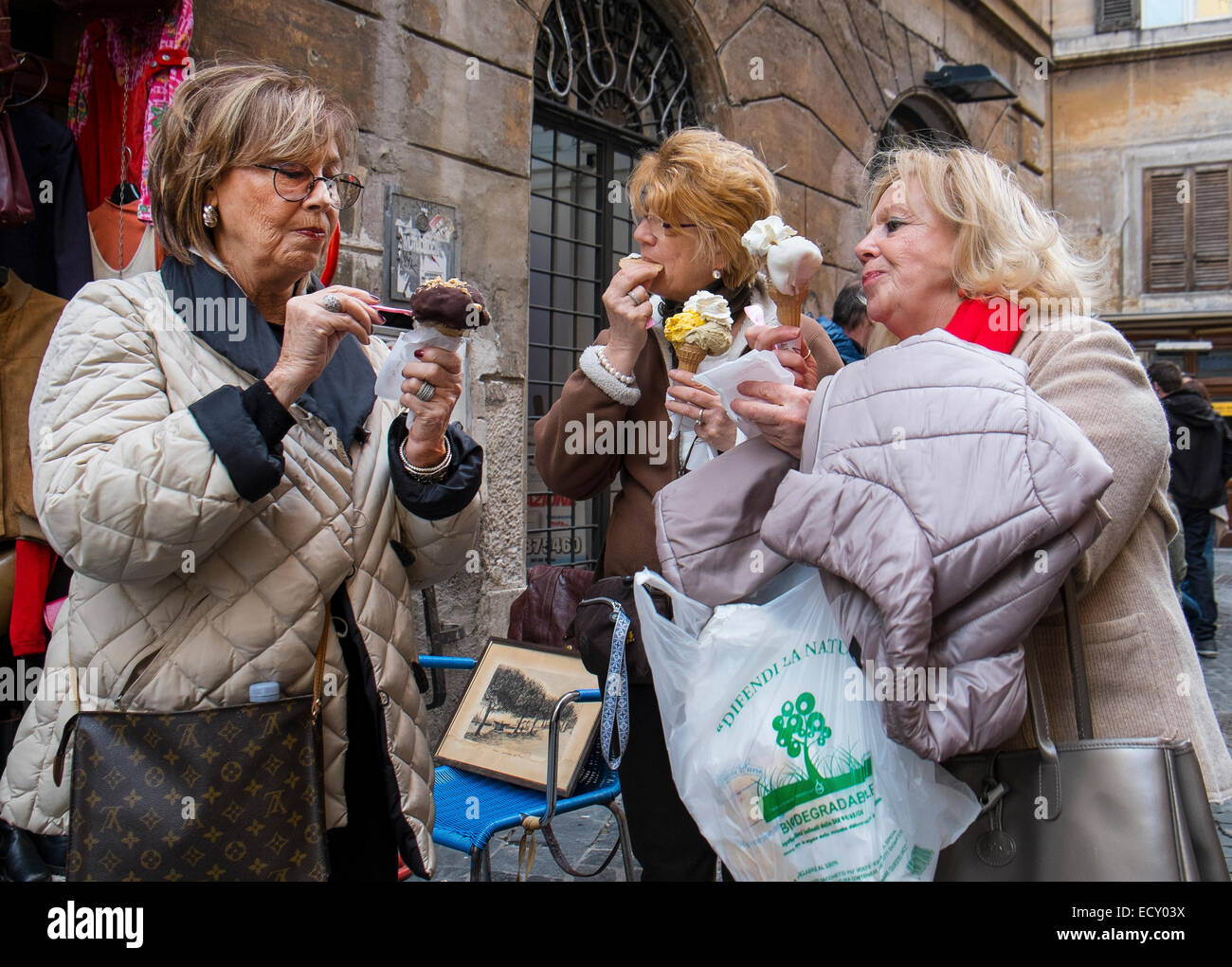 women eating ice cream Stock Photo