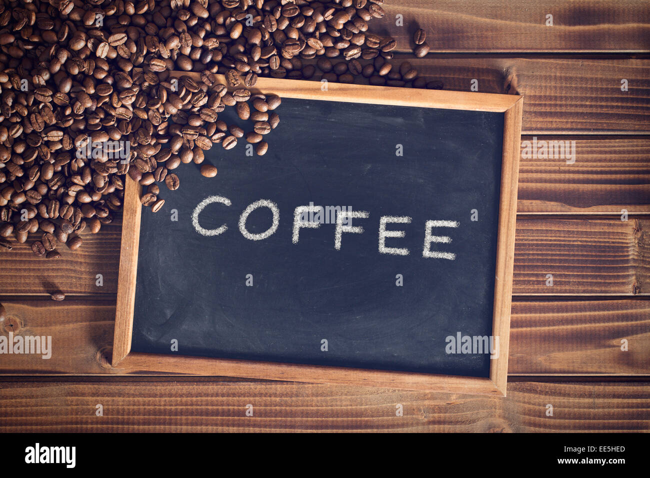 the black chalkboard with coffee beans Stock Photo - Alamy