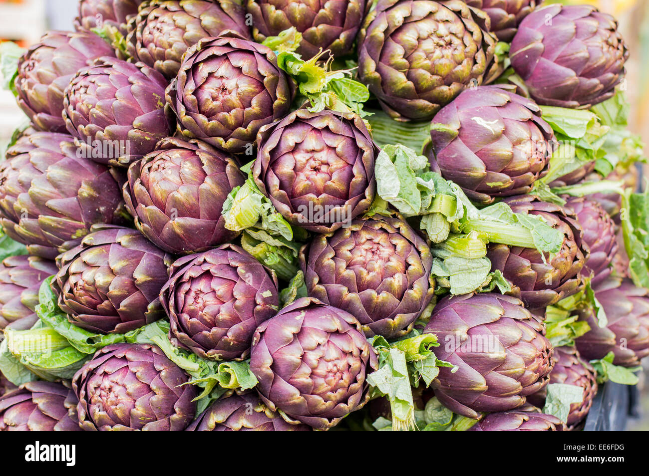 artichokes in bouquet at the local market Stock Photo