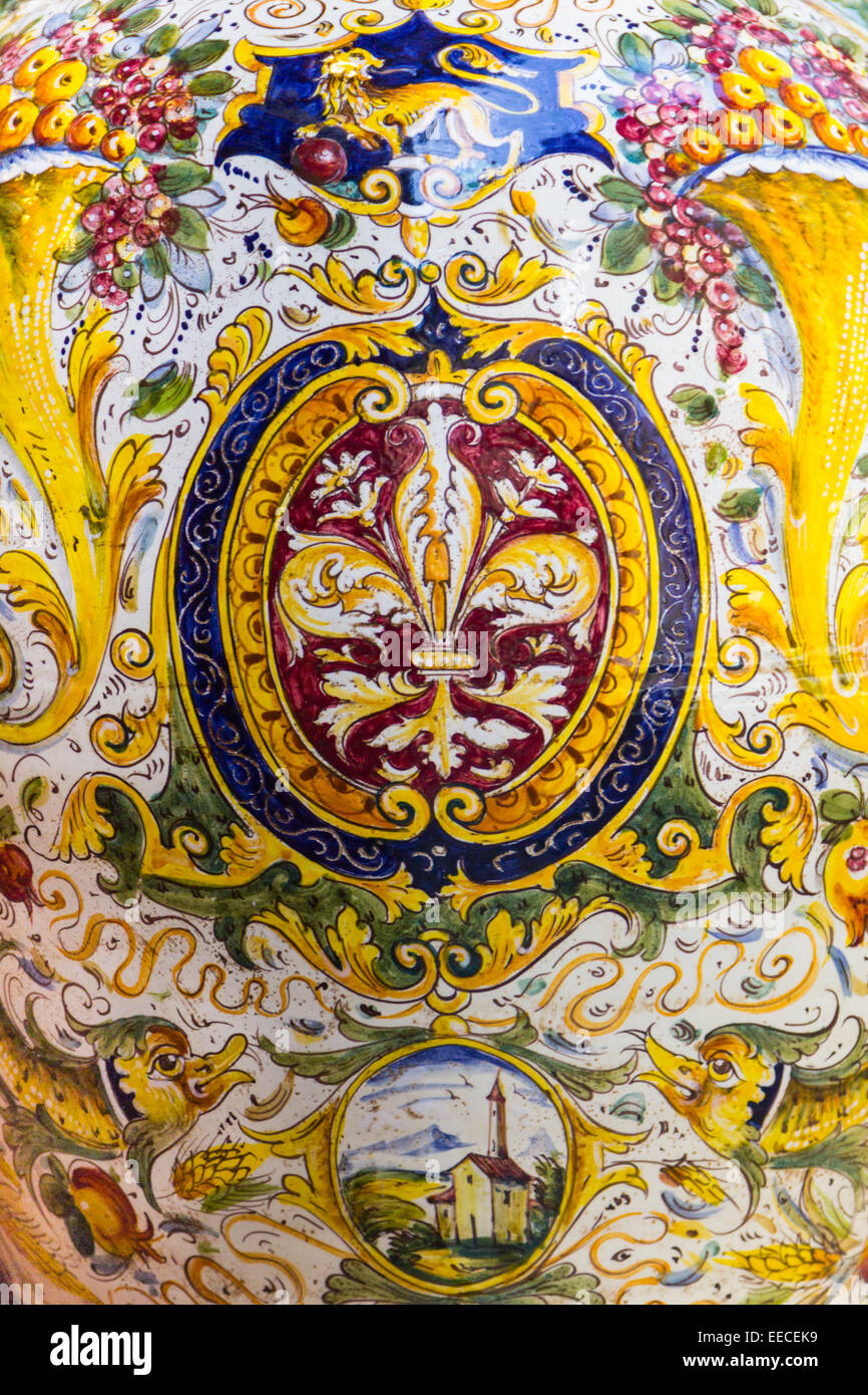 A florence fleur-de-lis painting on an old vase Stock Photo