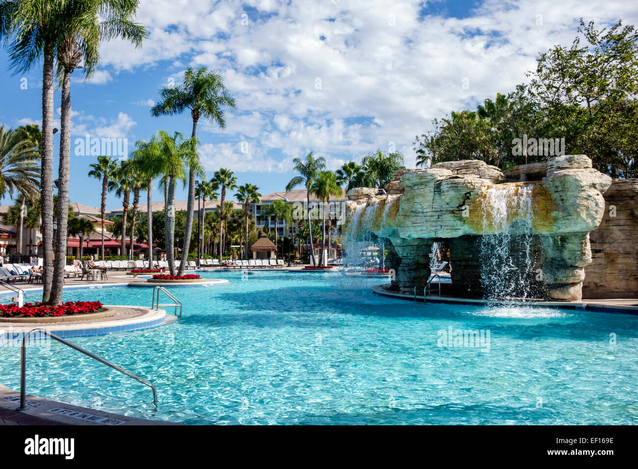 Orlando Florida,International Drive,Sheraton Vistana Villages Resort Villas,rental,hotel,swimming pool area,man-made waterfall,FL141121016 Stock Photo