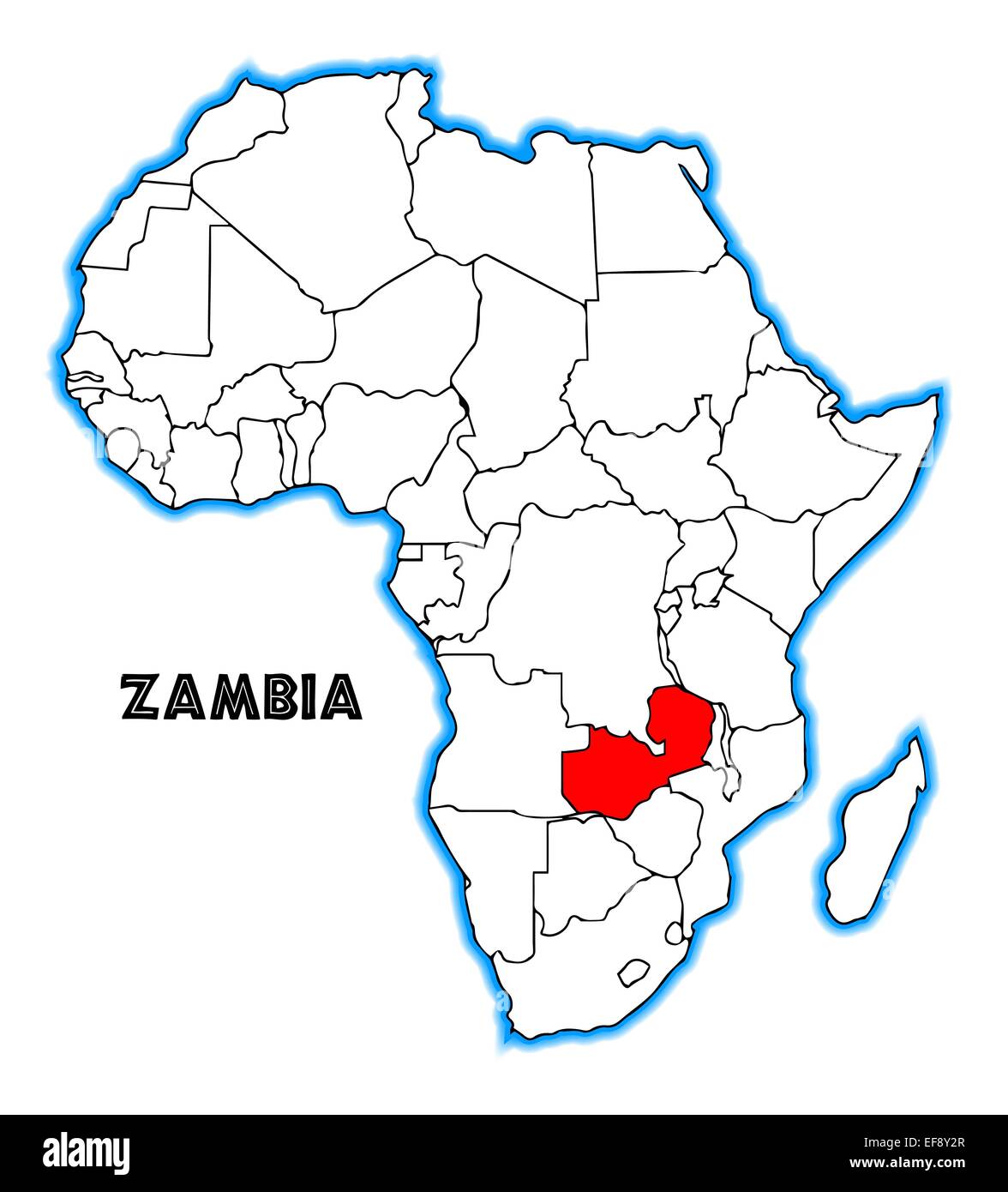 zambia on map of africa Zambia Outline Inset Into A Map Of Africa Over A White Background zambia on map of africa