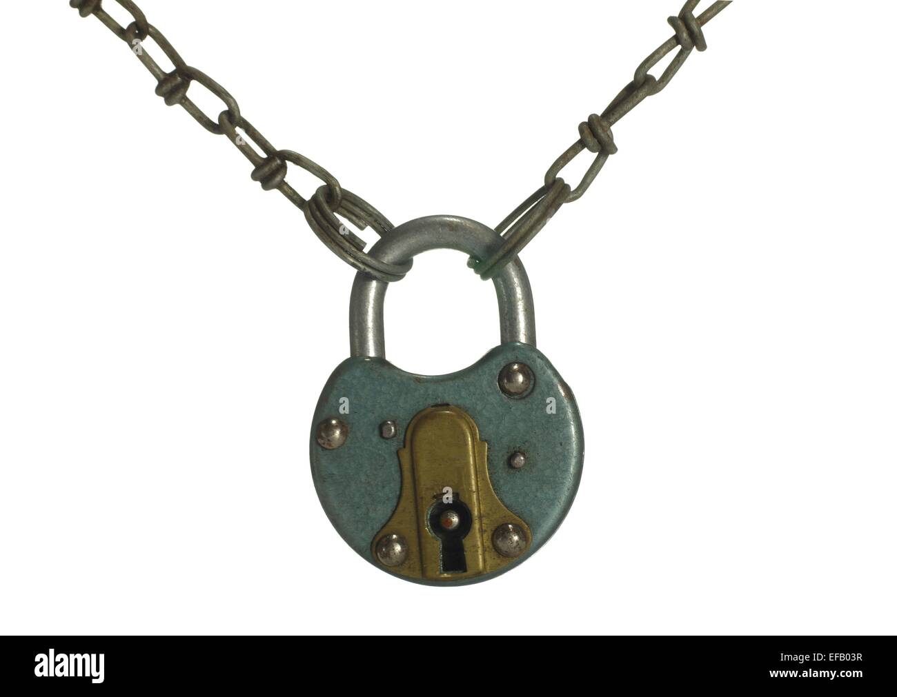 padlock with chain on white background Stock Photo