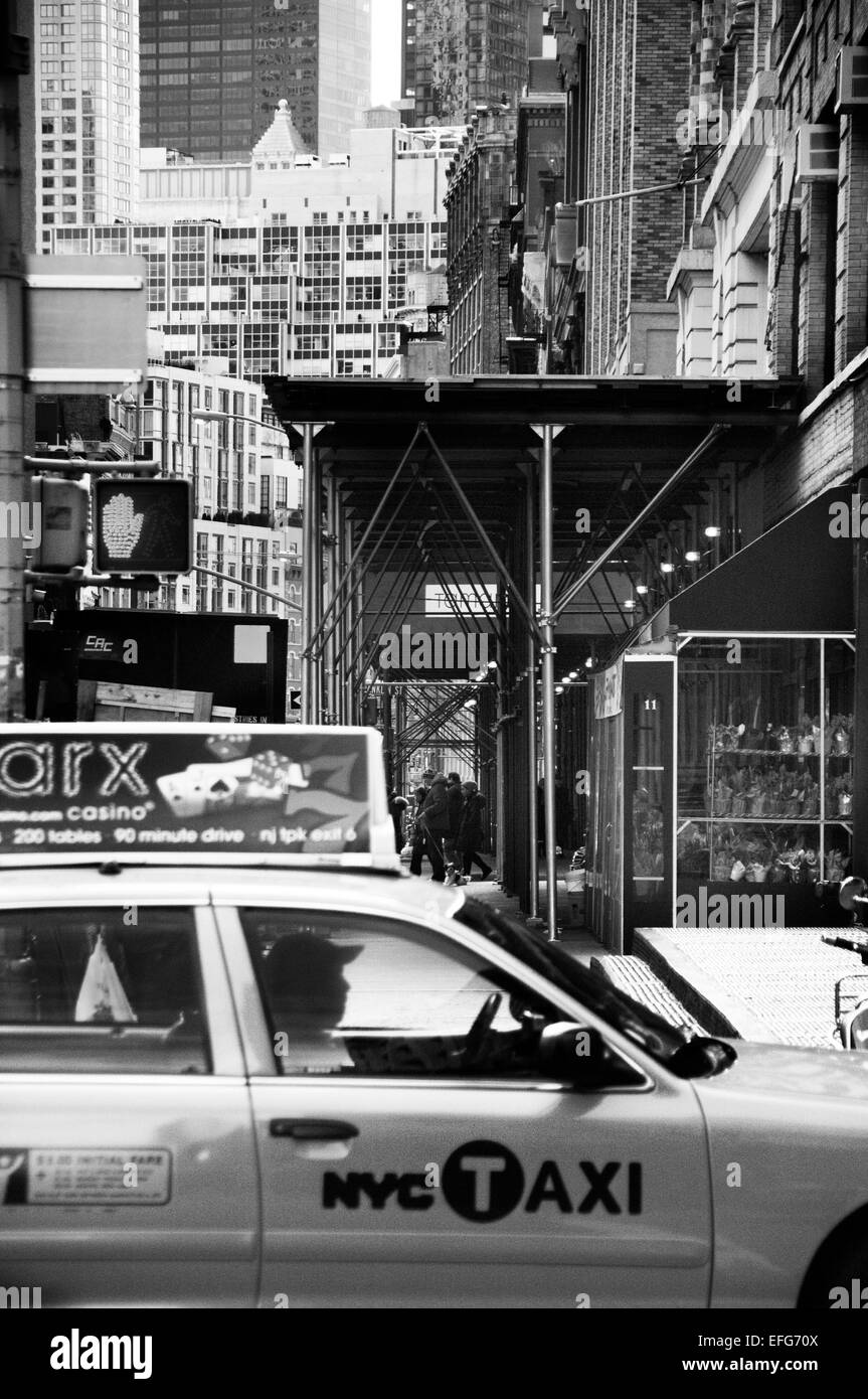 New York City street scene with Taxi Stock Photo