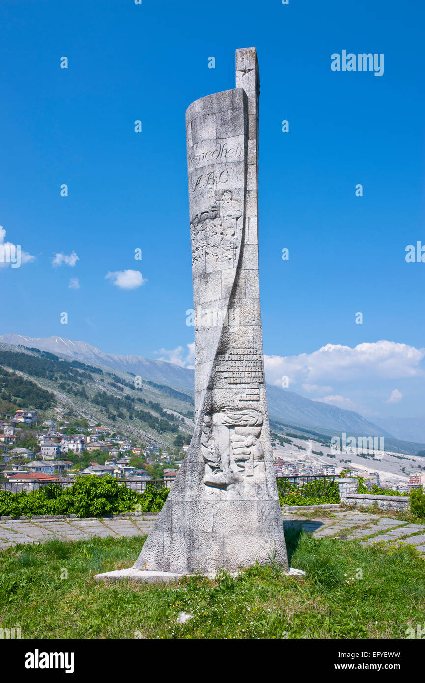 Obelisk, UNESCO World Heritage Site, Gjirokastër, Albania Stock Photo