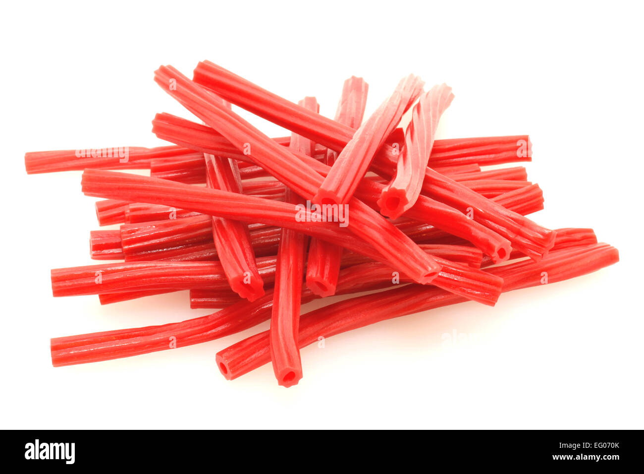 many delicious sweet red licorice twist exquisite Stock Photo