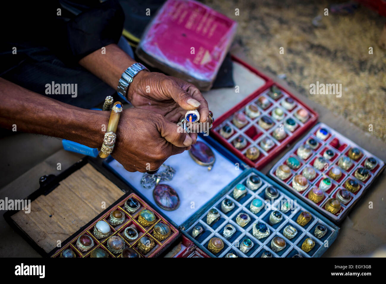 BALI.INDONESIA. Local market. Jewelry selling. Stock Photo