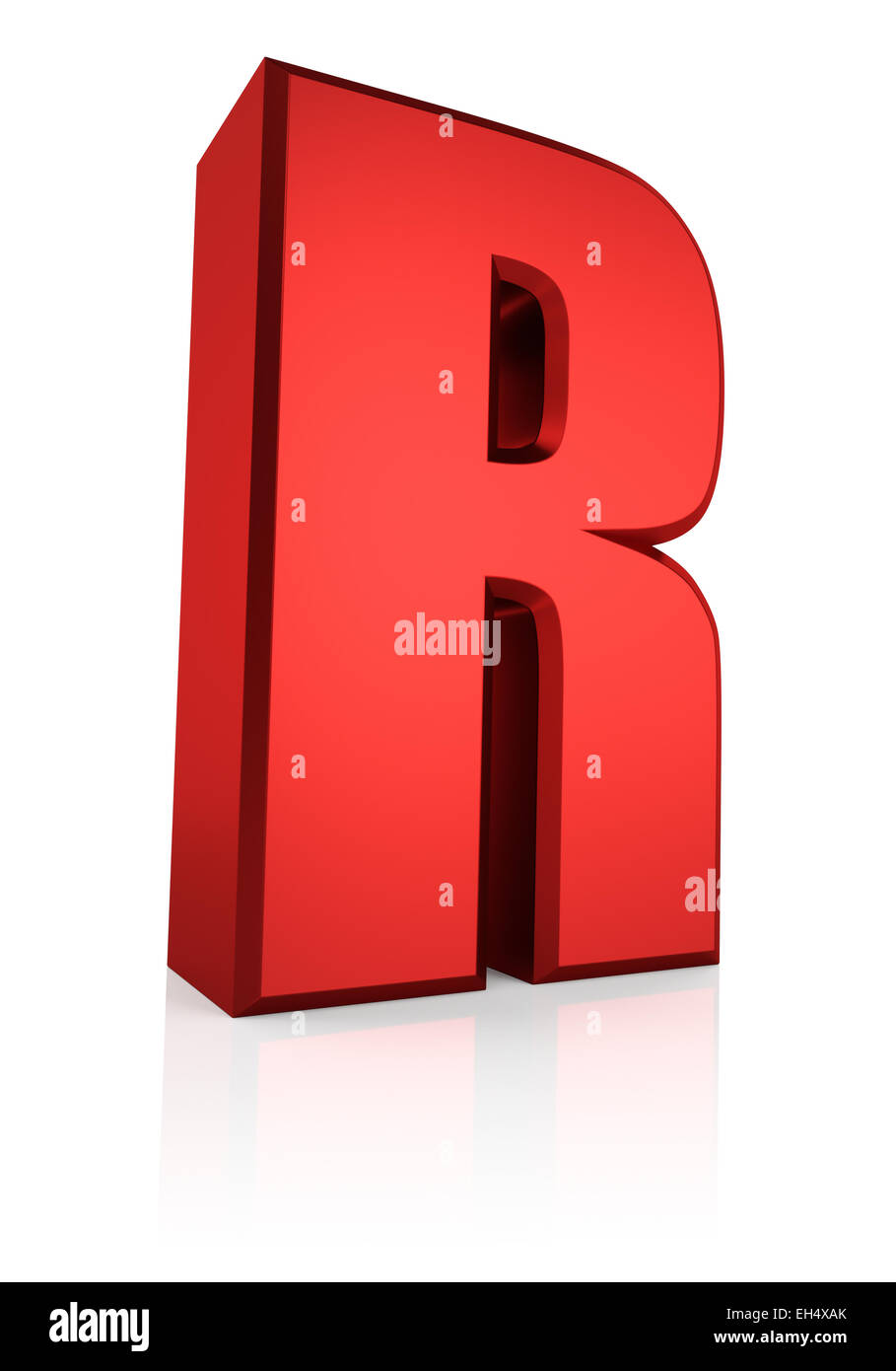 3d rendering red letter R isolated on white background Stock Photo